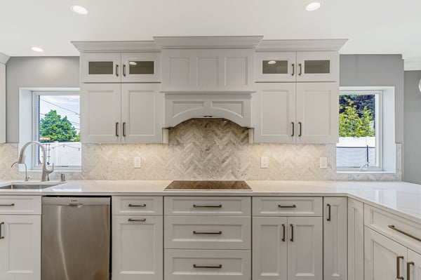 Fabuwood shaker-style cabinets in kitchen remodel by Kuhn Construction