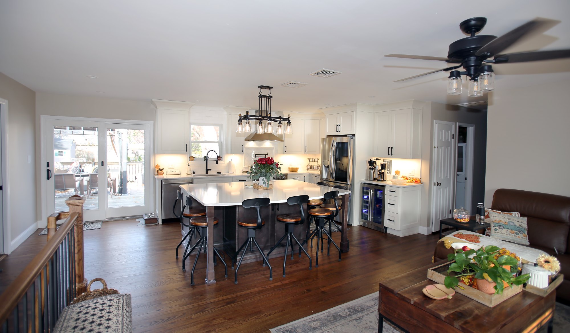 Open-concept first floor kitchen living room and entry remodel